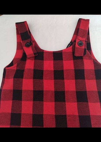 LCW kırmızı_siyah kareli cepli mini salopet - Görsel 3