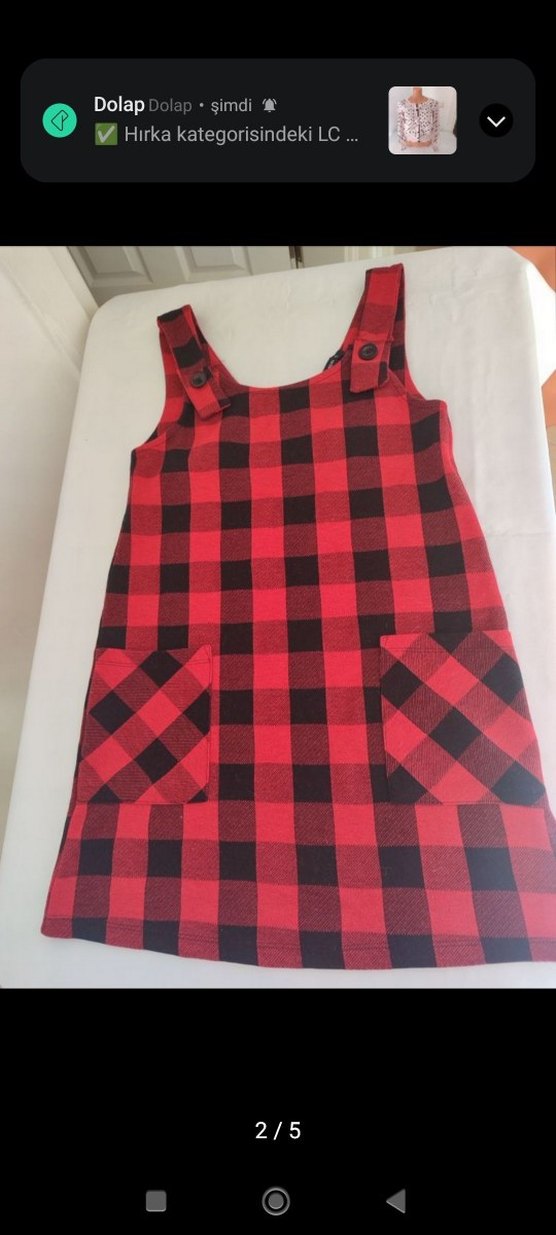 LCW kırmızı_siyah kareli cepli mini salopet - Görsel 2