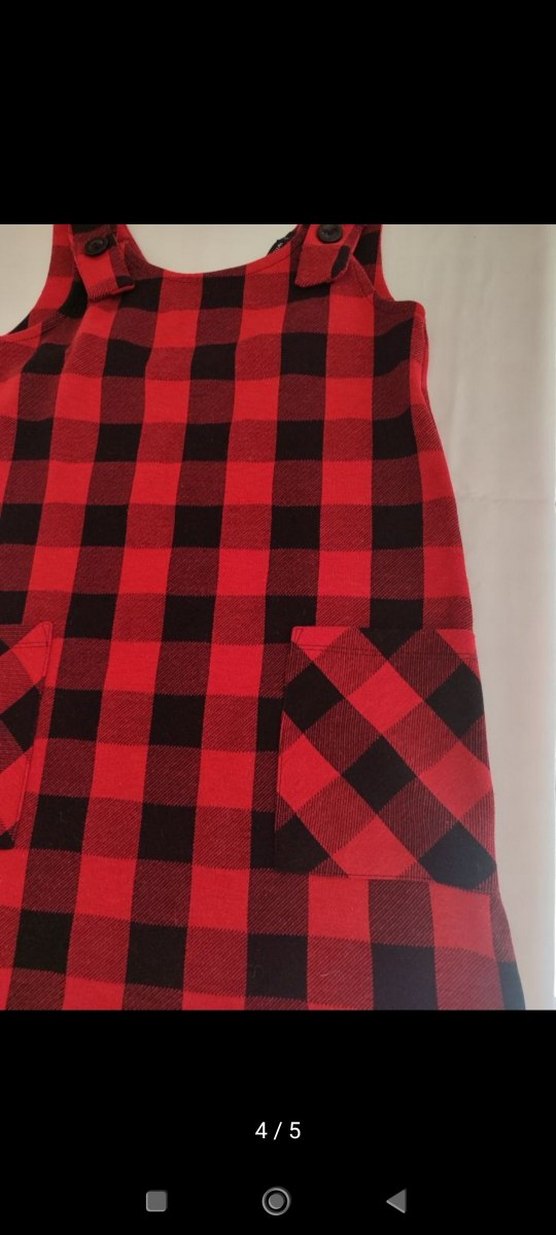 LCW kırmızı_siyah kareli cepli mini salopet - Görsel 5
