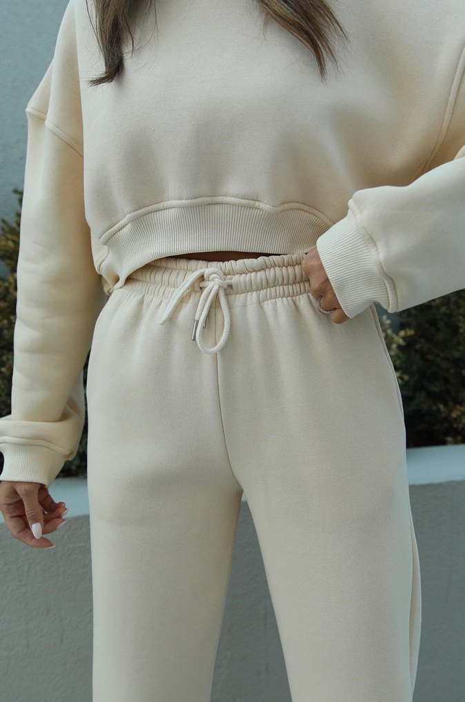 Bej Kadın Oversize Eşofman Takımı - Görsel 2