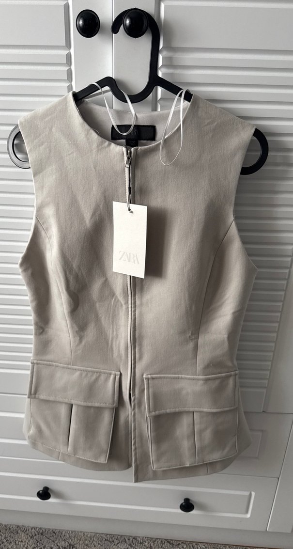 Beyaz  Midi Kadın Yelek - Görsel 3