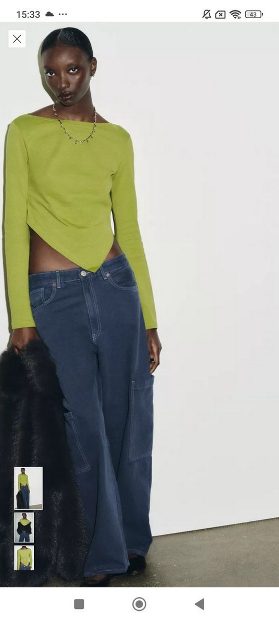 Yeşil Denim Kadın Bluz, Uzun Kollu, Dar Kesim - Görsel 2