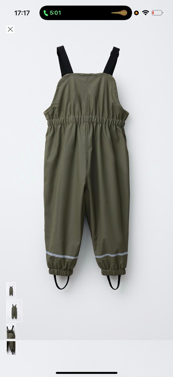 Zara Erkek Çocuk Haki Askılı Tulum yağmur tulum - Görsel 2
