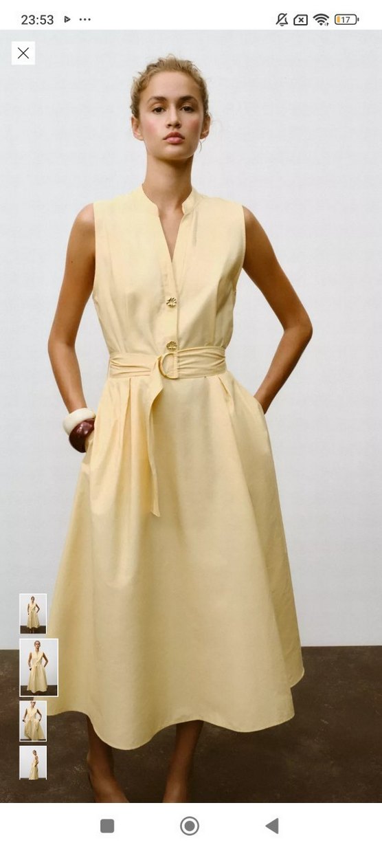 Zara bej Kemerli V Yaka Uzun Elbise - Görsel 2