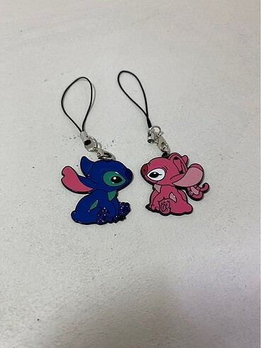 stitch angel çift anahtarlık telefon aksesuarı