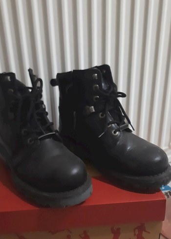 Siyah Deri Biker Topuklu Bot - Görsel 2