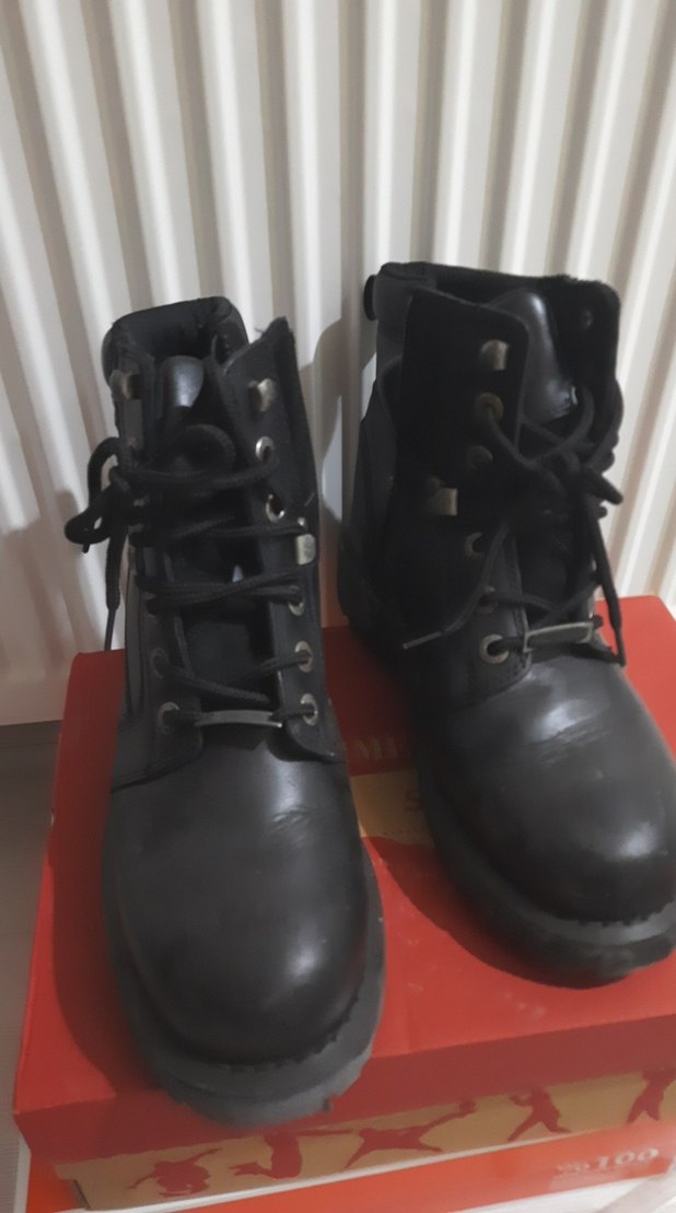 Siyah Deri Biker Topuklu Bot - Görsel 3