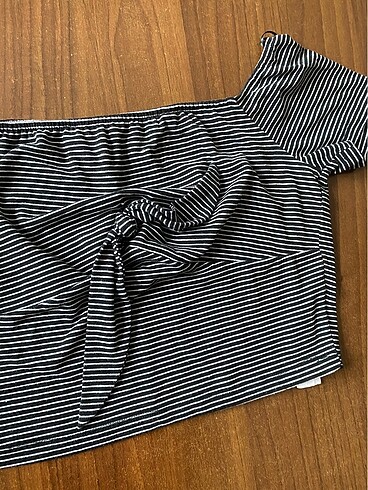 BSL FASHION Çizgili Kayık yaka büstiyer