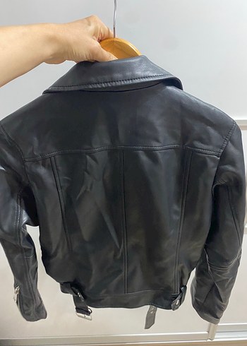 Stradivarius Siyah Deri Biker Ceket