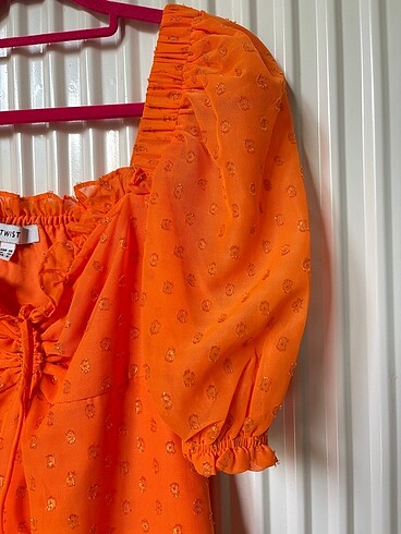 38 Beden turuncu Renk Twist Elbise