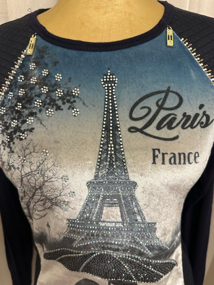 Paris kadifeye taş baskı triko - Görsel 2