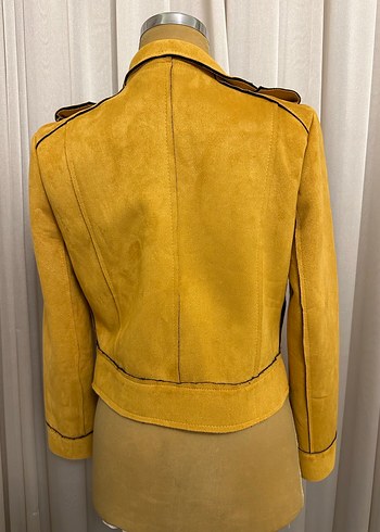 Hardal Süet Kadın Biker Ceket - Görsel 4