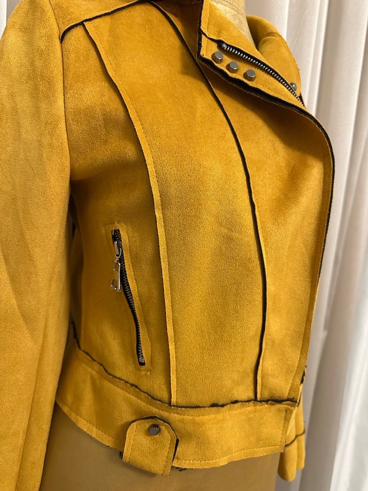 Hardal Süet Kadın Biker Ceket - Görsel 2