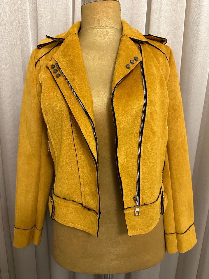 Hardal Süet Kadın Biker Ceket - Görsel 3