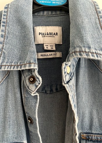 Pull and Bear Kadın Mavi Denim Gömlek Uzun Kollu
