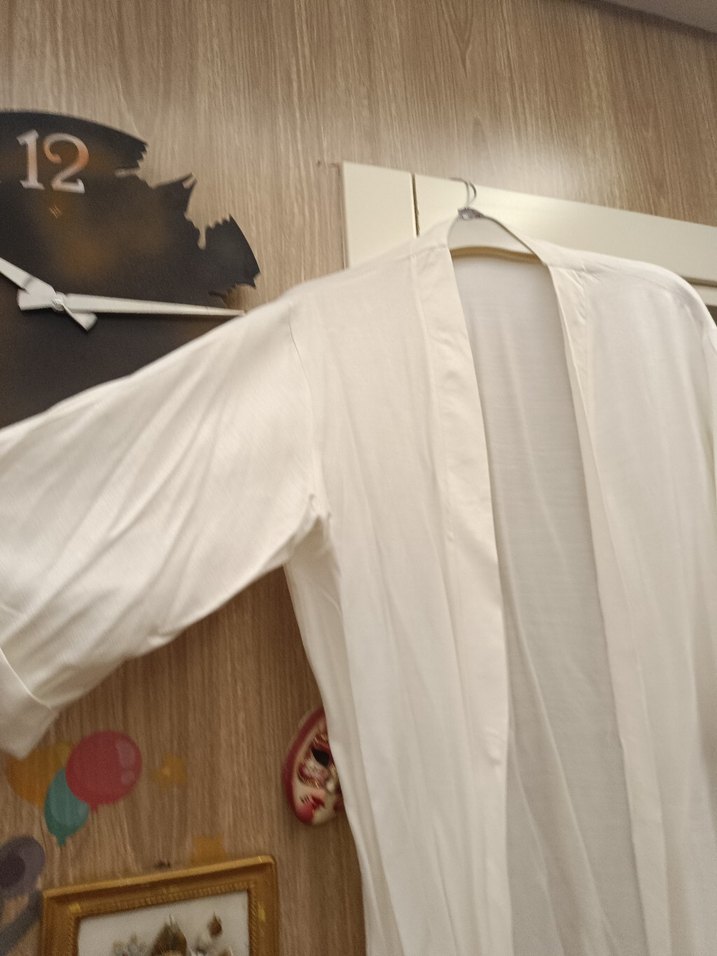 Beyaz Midi Kadın Kimono - Görsel 4