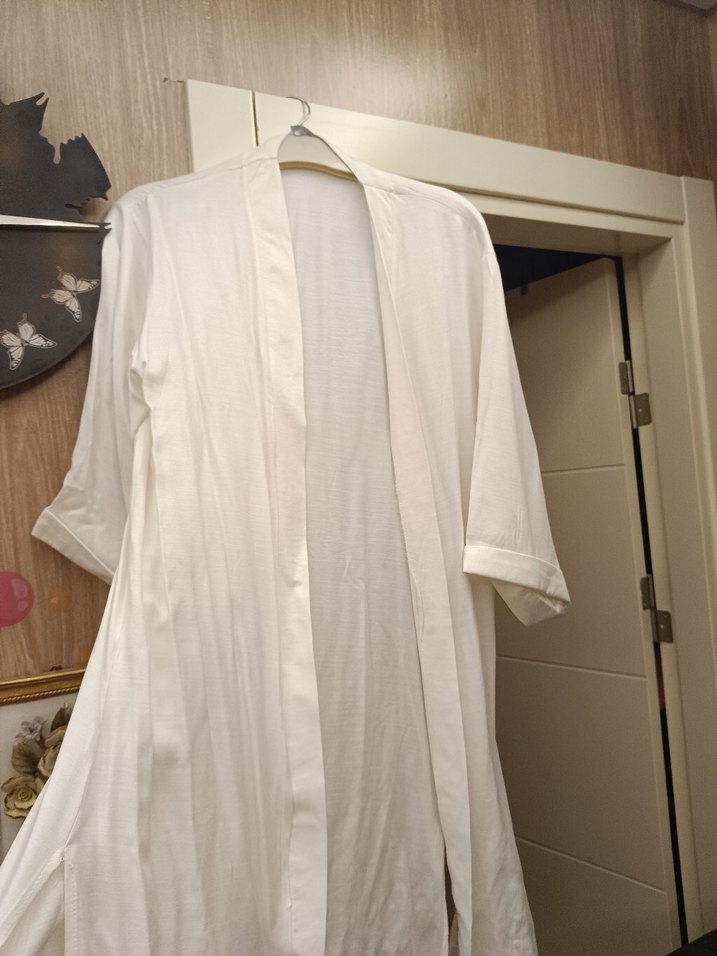 Beyaz Midi Kadın Kimono - Görsel 2