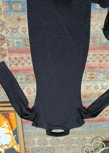 Siyah Uzun Kollu Dar Kesim simli elbise - Görsel 2