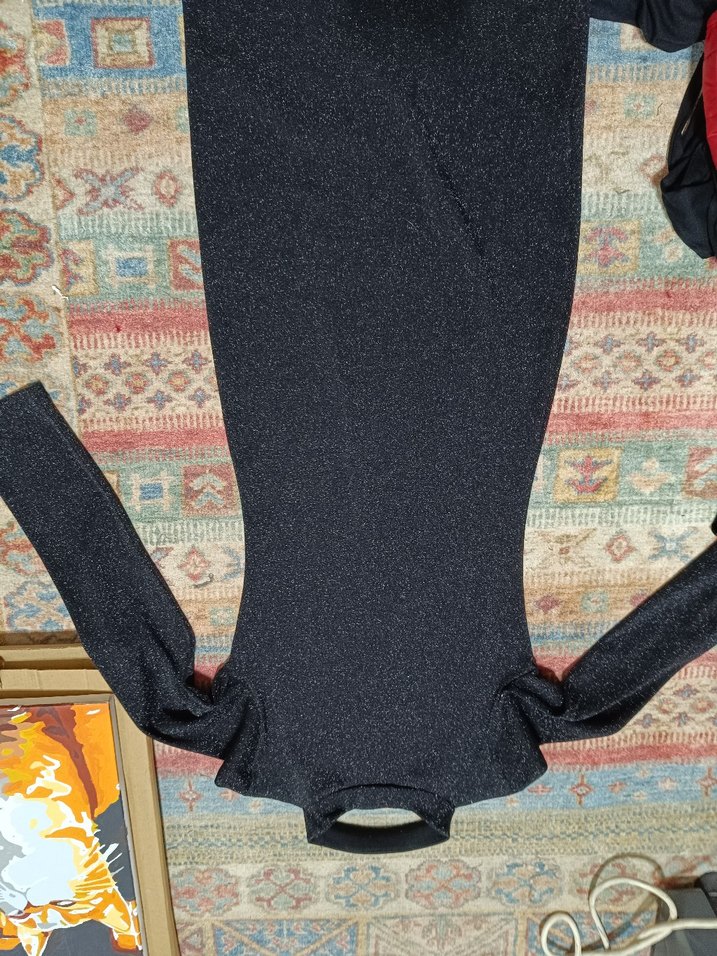 Siyah Uzun Kollu Dar Kesim simli elbise - Görsel 2