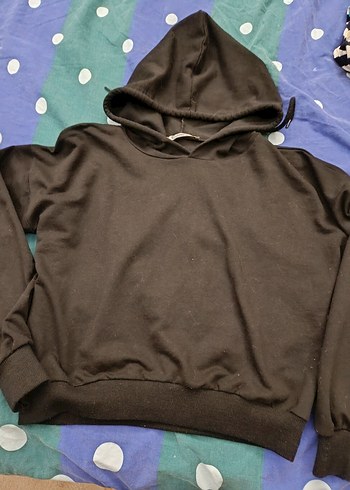 siyah Kapüşonlu Salaş Sweatshirt - Görsel 2