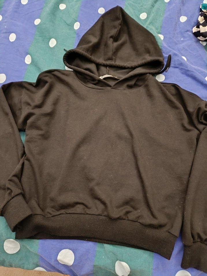 siyah Kapüşonlu Salaş Sweatshirt - Görsel 2