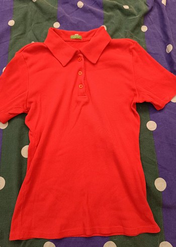 Kız Çocuk Kırmızı Polo Yaka Tişört - Görsel 3