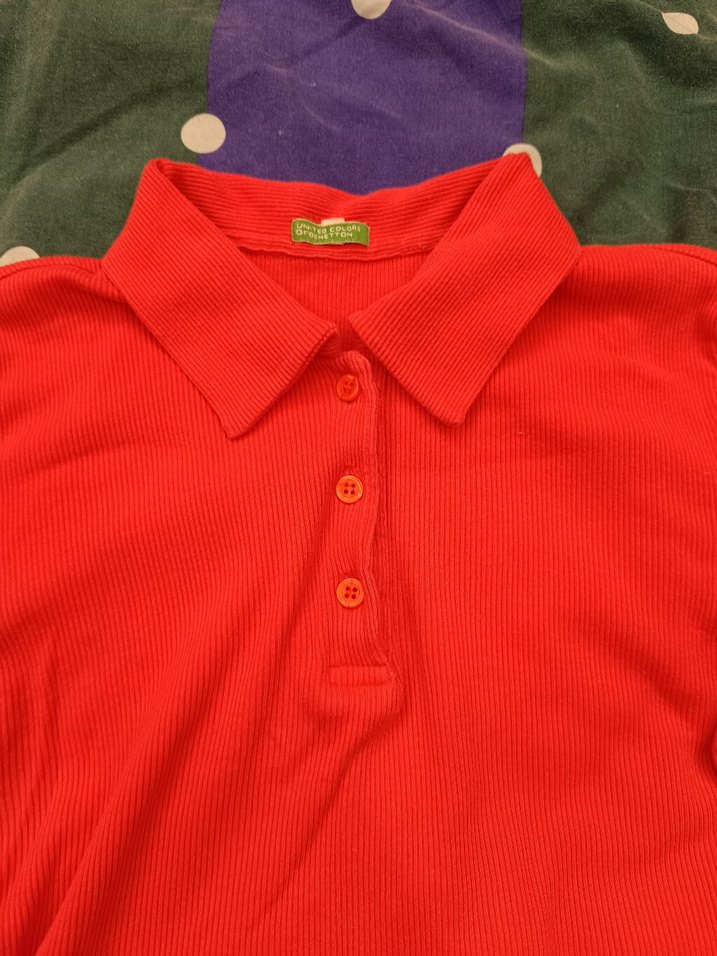 Kız Çocuk Kırmızı Polo Yaka Tişört - Görsel 5