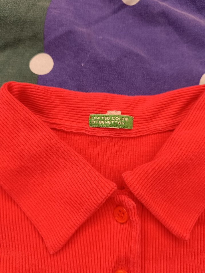 Kız Çocuk Kırmızı Polo Yaka Tişört - Görsel 4