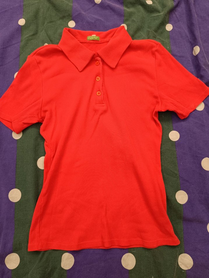 Kız Çocuk Kırmızı Polo Yaka Tişört - Görsel 2