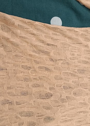 Bej Dantel Detaylı Uzun Kollu Kadın Keten Kazak - Görsel 4