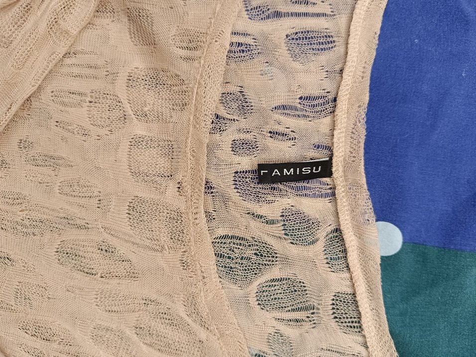 Bej Dantel Detaylı Uzun Kollu Kadın Keten Kazak - Görsel 5