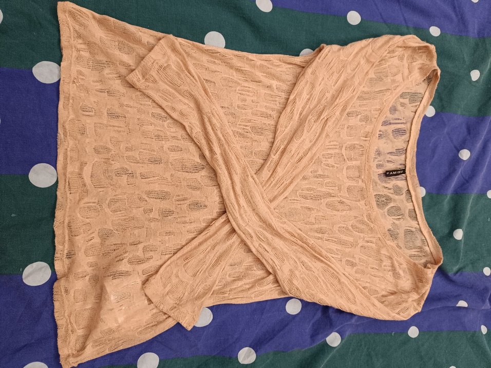 Bej Dantel Detaylı Uzun Kollu Kadın Keten Kazak - Görsel 2