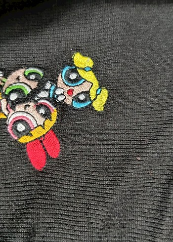 Kız Çocuk Siyah Nakışlı Kısa Kollu Tişört - Görsel 2