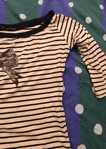 Fiyonklu Çizgili Tişört - Görsel 2