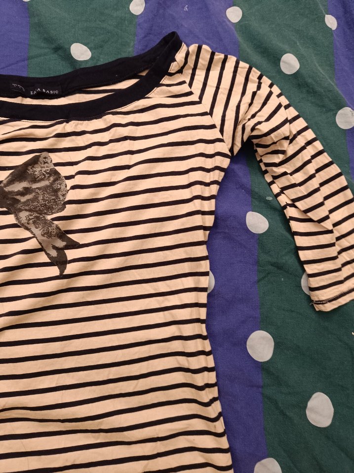 Fiyonklu Çizgili Tişört - Görsel 2