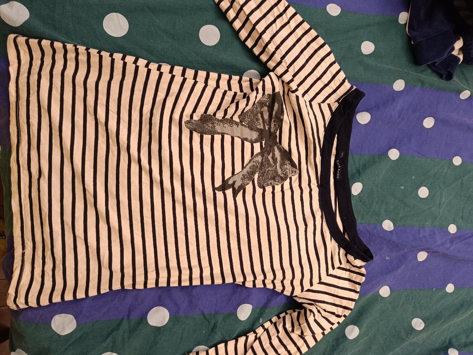 Fiyonklu Çizgili Tişört - Görsel 3