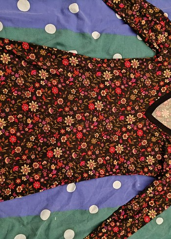 Çiçek Desenli V Yakalı Hamile Tuniği - Görsel 4