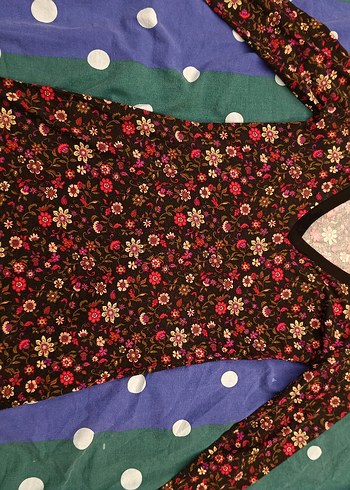 Çiçek Desenli V Yakalı Hamile Tuniği - Görsel 3