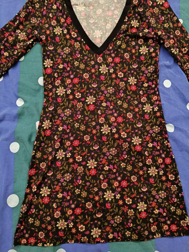 Çiçek Desenli V Yakalı Hamile Tuniği - Görsel 2