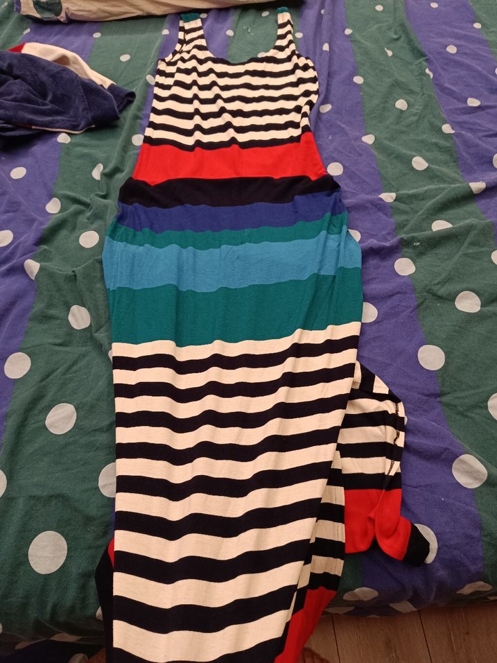 Çok Renkli Bohem Kadın Triko Elbise - Görsel 3