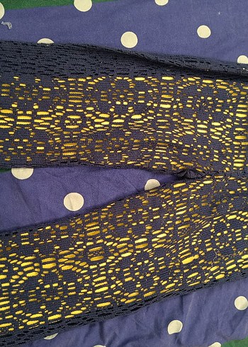 Dantel Detaylı Sarı Bohem Kadın Triko Pantolon - Görsel 3