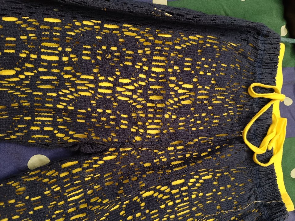 Dantel Detaylı Sarı Bohem Kadın Triko Pantolon - Görsel 4