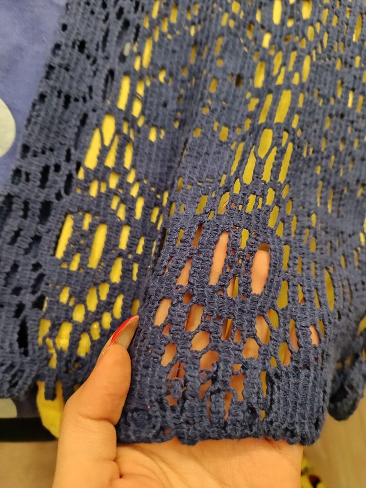 Dantel Detaylı Sarı Bohem Kadın Triko Pantolon - Görsel 5