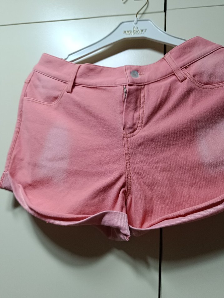 Pembe Düğmeli Pamuklu likraliŞort - Görsel 3