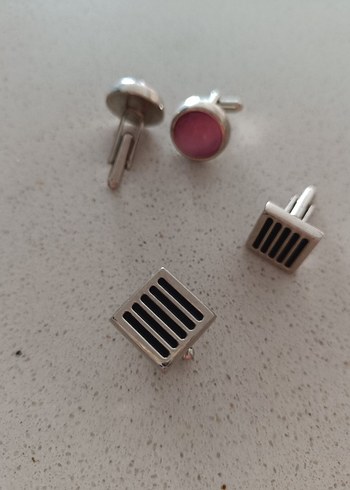 Beden Minimalist Gri ve Pembe Erkek Kol Düğmeleri