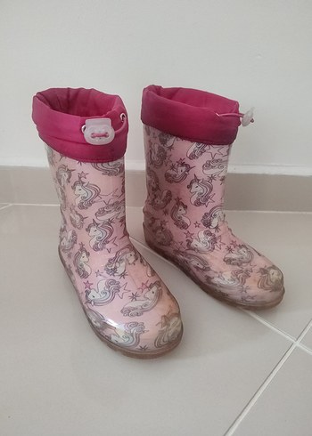 Kız Çocuk Pembe Baskılı Lastik Çizme