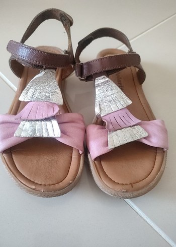 Polaris Kız Çocuk Pembe Bohem Tokalı deri yumuşak sandalet