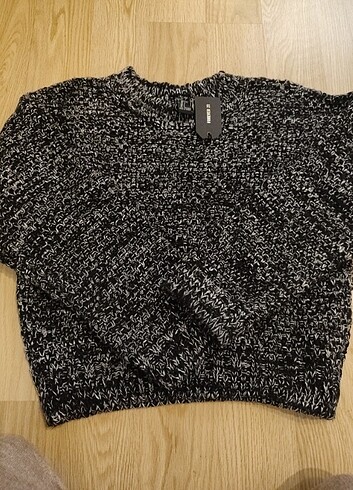 l Beden siyah Renk Forever 21 crop oversize kazak
