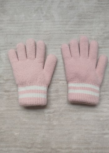 Kız Çocuk Pembe Örgü Eldiven - Görsel 2