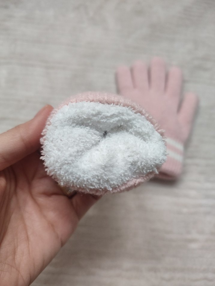 Kız Çocuk Pembe Örgü Eldiven - Görsel 3